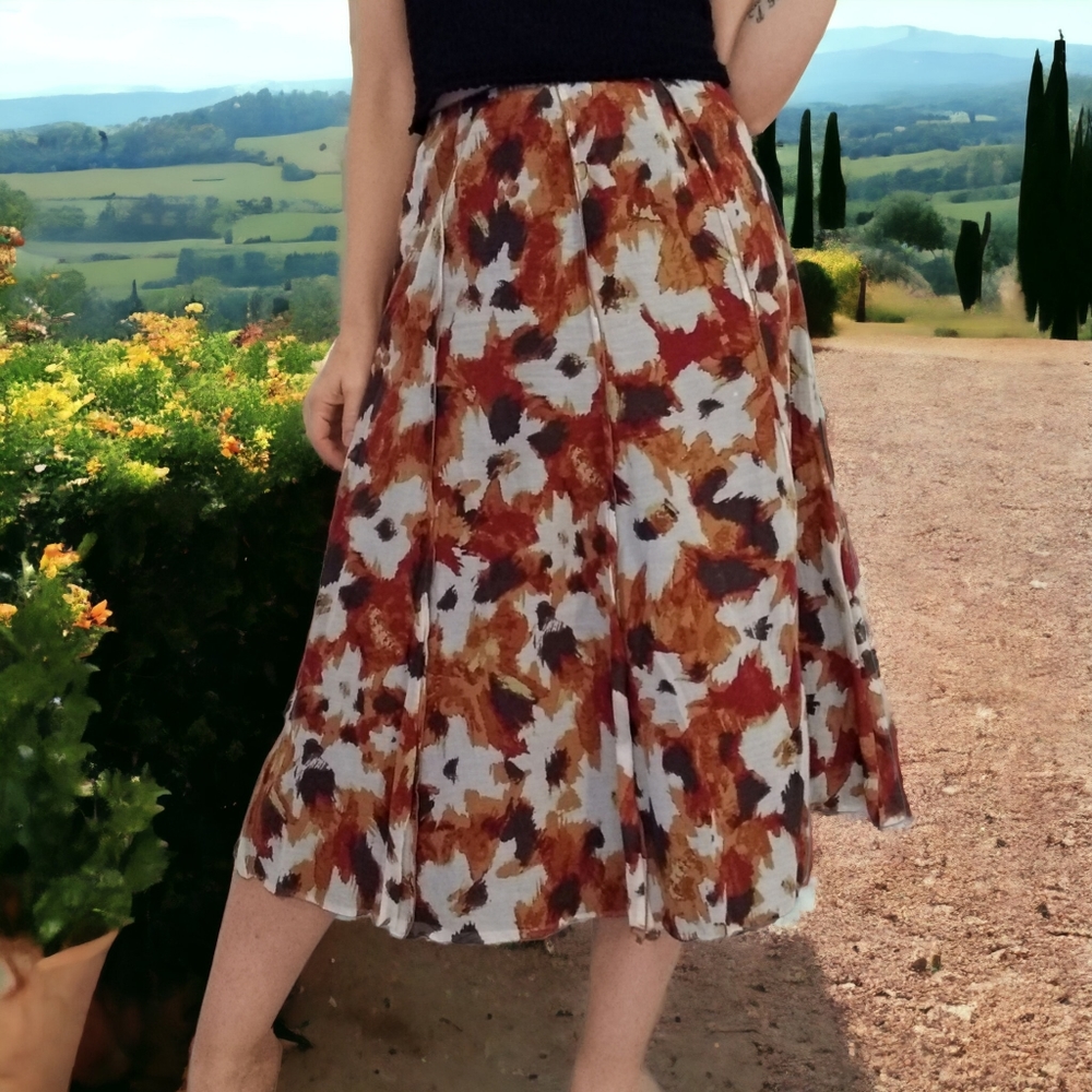 VTG Cotton/Silk Floral Skirt